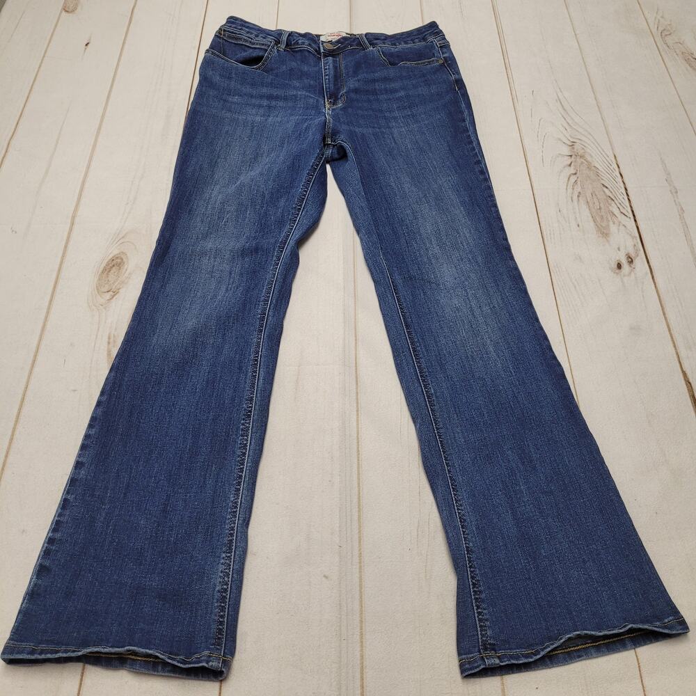 Wrangler high rise bold boot bootcut jeans dark wash stretch 12